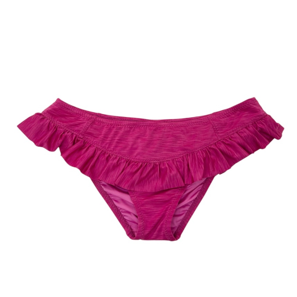 Betsey Johnson Ruffled Mini Skirted Swimsuit Bikini Bottom in Berry